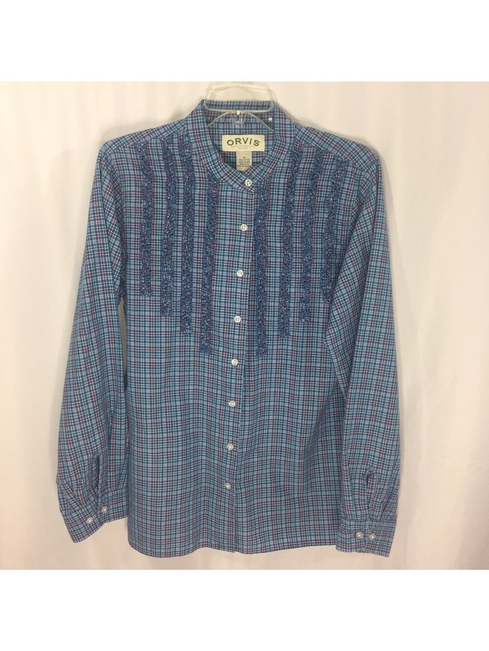 Orvis Women's Shirt Blouse Plaid Long Sleeve Size Medium